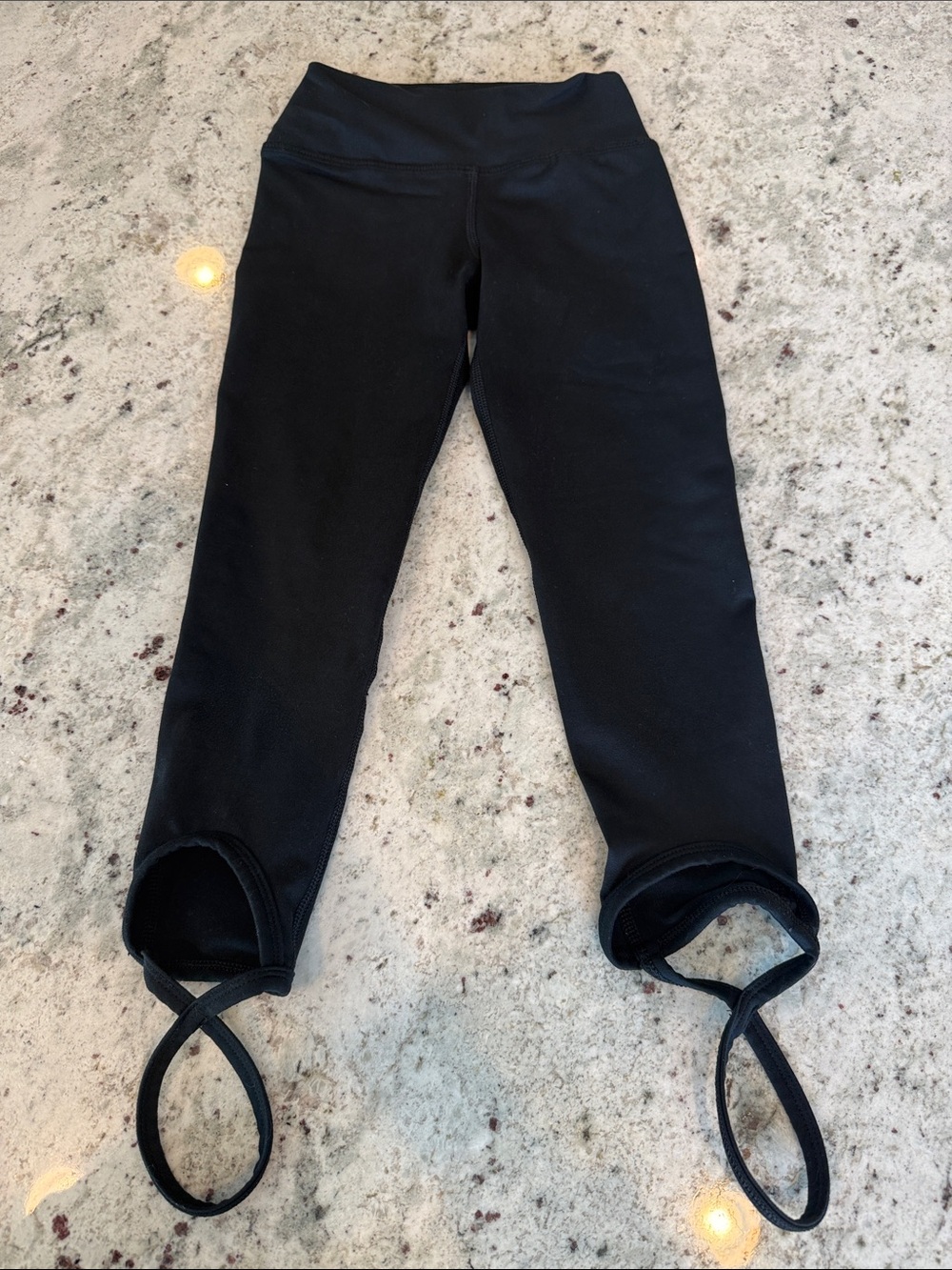 Girls' YL Five Dancewear Black Stirrup Leggings with Elastic Foot Straps